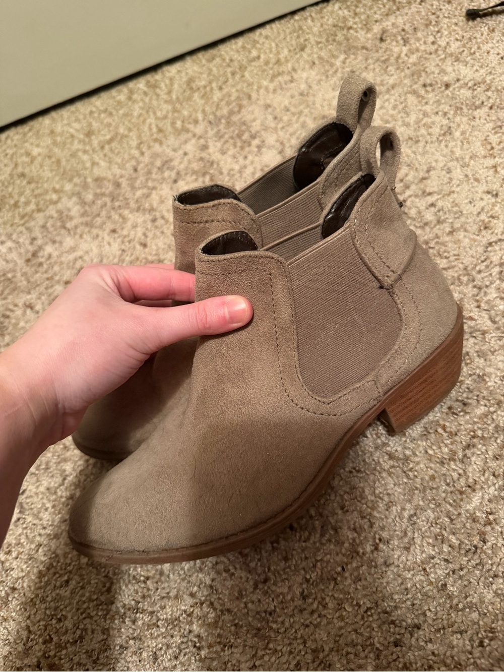 Women's Taupe Suede Chelsea Booties - Unbranded